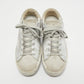 Original Golden Goose Silver/White Leather and Suede Superstar Sneakers Size 36