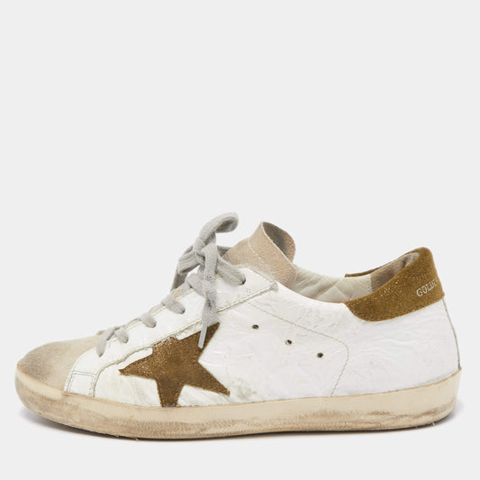 Original Golden Goose White Leather Superstar Sneakers Size 38