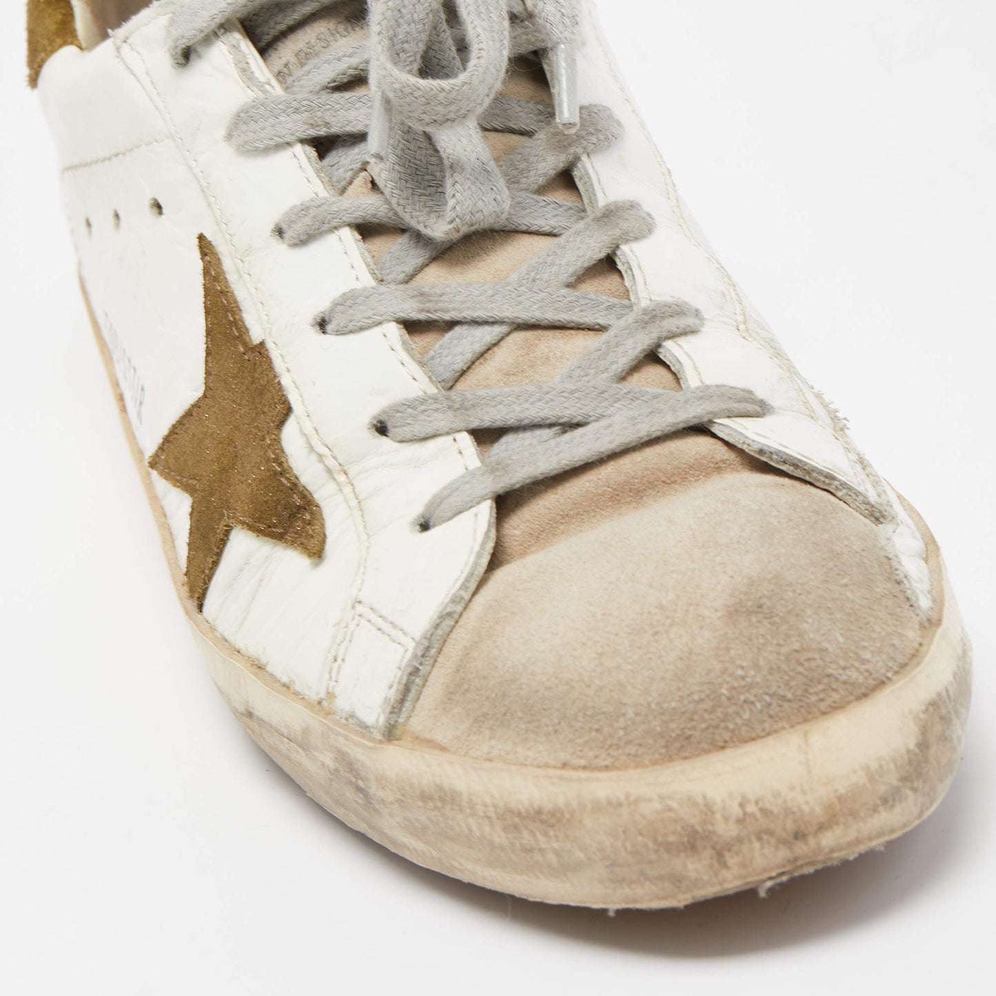 Original Golden Goose White Leather Superstar Sneakers Size 38