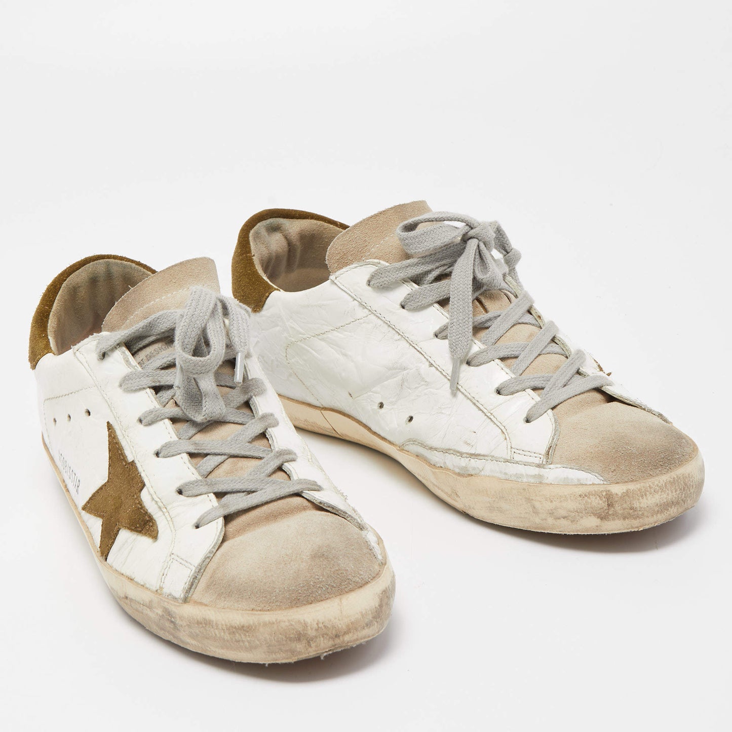 Original Golden Goose White Leather Superstar Sneakers Size 38