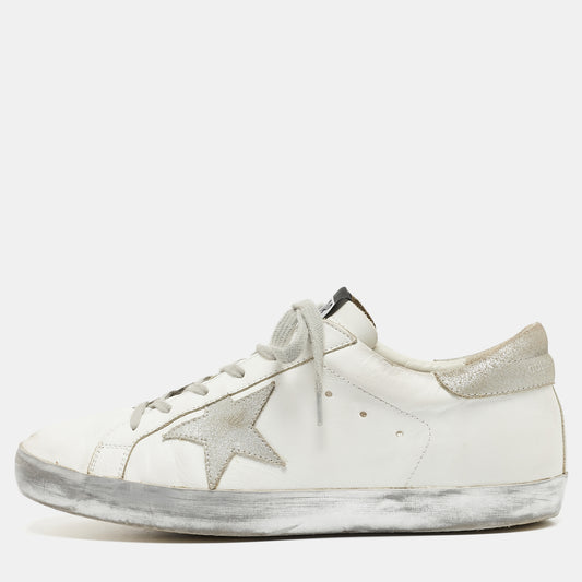 Original Golden Goose White Leather Superstar  Sneakers Size 41