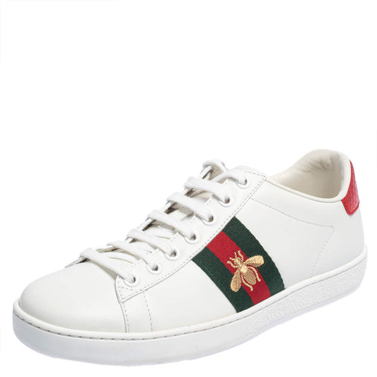 Original Gucci White Leather Ace Low Top Sneakers Size 37 (Never Used)