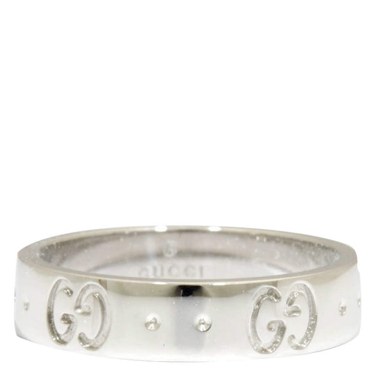 Original Gucci Icon 18K White Gold Ring Band Size 47