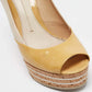 Original Gucci Beige/Yellow Patent And Leather Cork Wedge Pumps Size 39