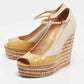 Original Gucci Beige/Yellow Patent And Leather Cork Wedge Pumps Size 39