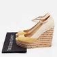 Original Gucci Beige/Yellow Patent And Leather Cork Wedge Pumps Size 39