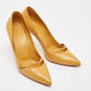 Original Gucci Leather Mustard Yellow Leather Pointed Toe Pumps Size 38.5