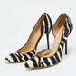 Original Gucci White/Brown Zebra Pony Hair Pointed D'Orsay Pumps Size 38