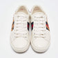 Original Gucci White Leather Web Ace Lace Up Sneakers Size 38