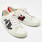 Original Gucci White Leather Snake Crystal Embellished Ace Low Top Sneakers Size 38.5