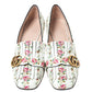 Original  Gucci Ivory St.Rose Print Leather Fringe Marmont Loafer Pumps Size 40