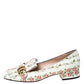 Original  Gucci Ivory St.Rose Print Leather Fringe Marmont Loafer Pumps Size 40