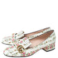 Original  Gucci Ivory St.Rose Print Leather Fringe Marmont Loafer Pumps Size 40