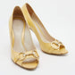 Original Gucci Yellow Patent Leather Horsebit Peep Toe Pumps Size 37