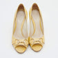 Original Gucci Yellow Patent Leather Horsebit Peep Toe Pumps Size 37