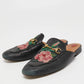 Original Gucci Black Leather Rose Embroidered Princetown Horsebit Flat Mules Size 39