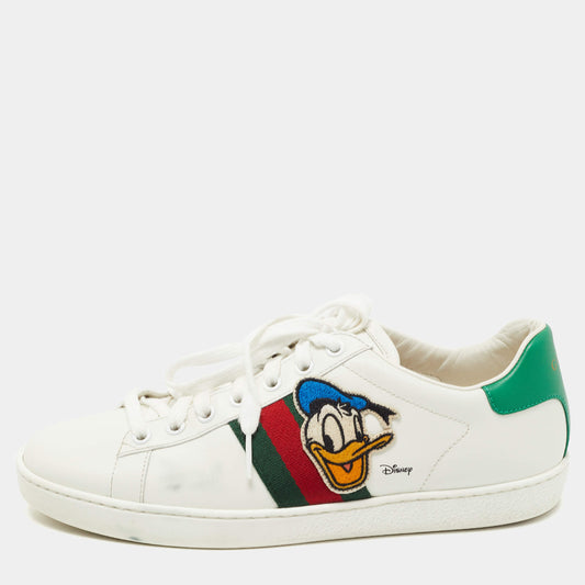 Original Gucci x Disney White Leather Donald Duck Ace Sneakers Size 38