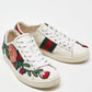 Original Gucci White Leather Floral Embroidered Ace Sneakers Size 35