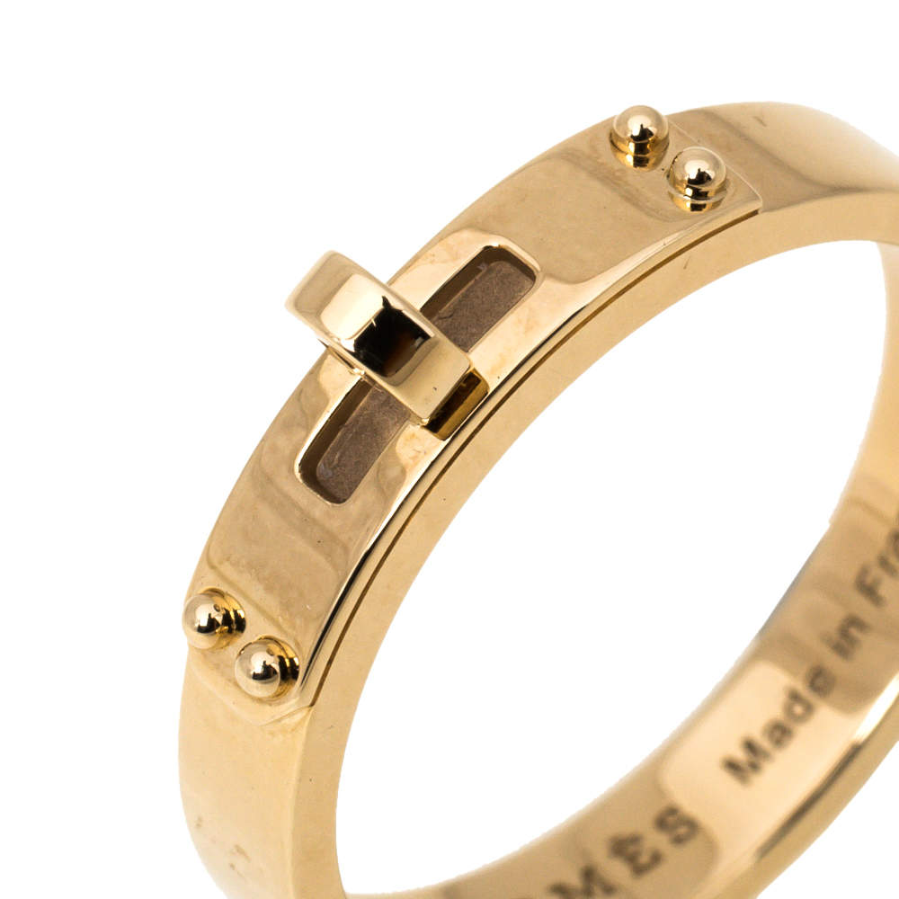 Original  Hermes Kelly 18K Rose Gold Narrow Ring Size 53