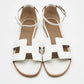 Original  Hermès  White Leather Santorini Flat Sandals Size 37