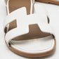 Original  Hermès  White Leather Santorini Flat Sandals Size 37