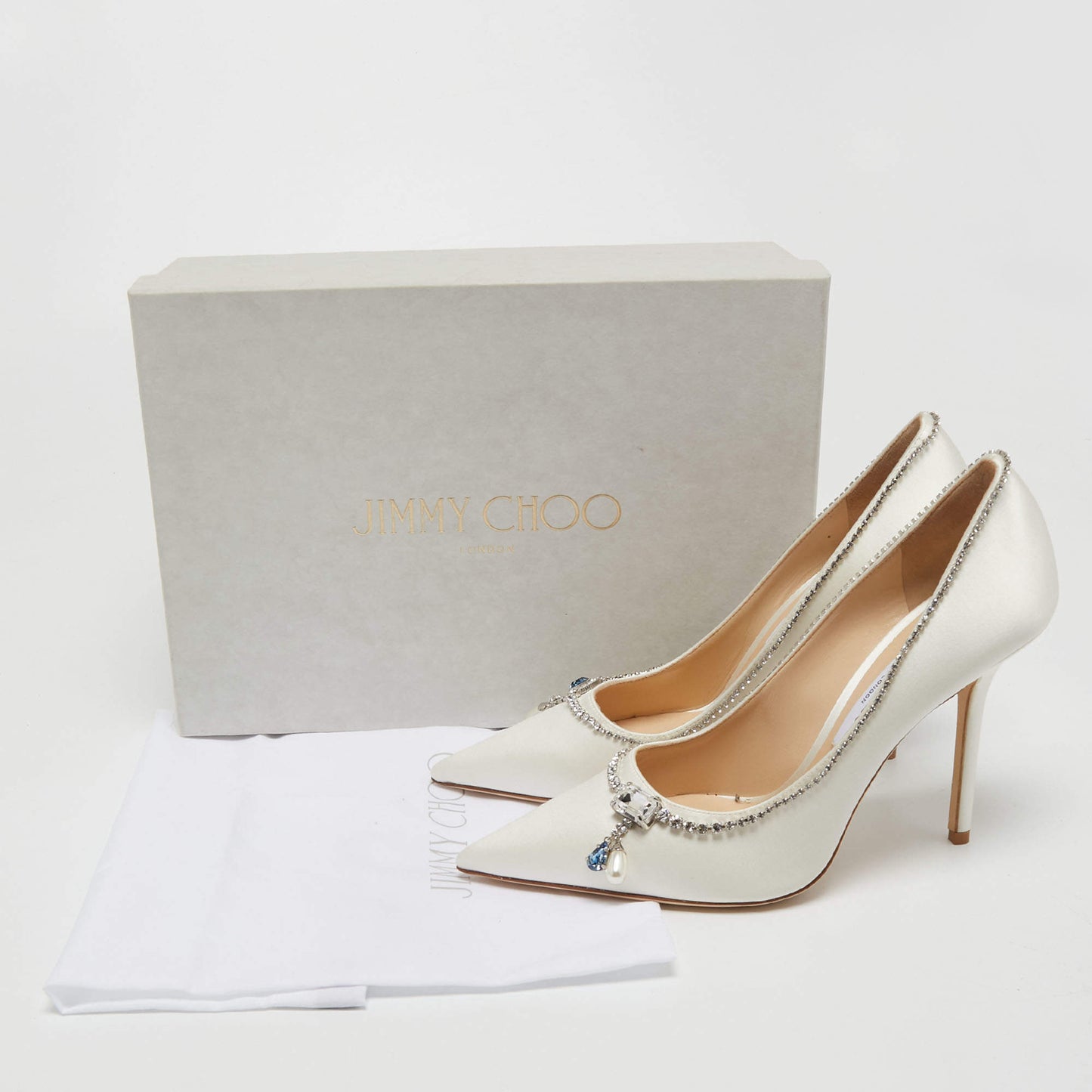 Original Jimmy Choo White  Satin Love Pumps Size 40 (Never Used)