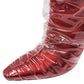 Original Jimmy Choo C/O Off-White Red Satin And PVC Elisabeth Knee Length Pointed Toe Boots Size 40