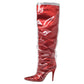 Original Jimmy Choo C/O Off-White Red Satin And PVC Elisabeth Knee Length Pointed Toe Boots Size 40