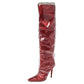 Original Jimmy Choo C/O Off-White Red Satin And PVC Elisabeth Knee Length Pointed Toe Boots Size 40