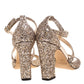 Original Jimmy Choo Rose Gold Glitter Carrie Criss Cross Sandals Size 37