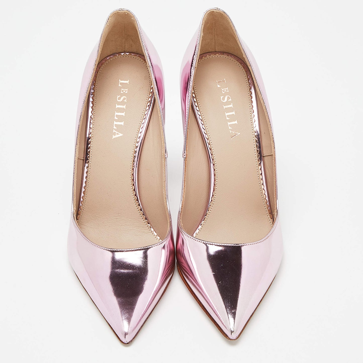 Original Le Silla Rose Pink Mirror Leather Fergie Iris Pumps Sizes 37.5