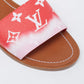 Original Louis Vuitton Two-Tone Monogram Coated Canvas Escale Lock It Flat Slides Size 37  (Never Used)