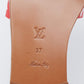 Original Louis Vuitton Two-Tone Monogram Coated Canvas Escale Lock It Flat Slides Size 37  (Never Used)