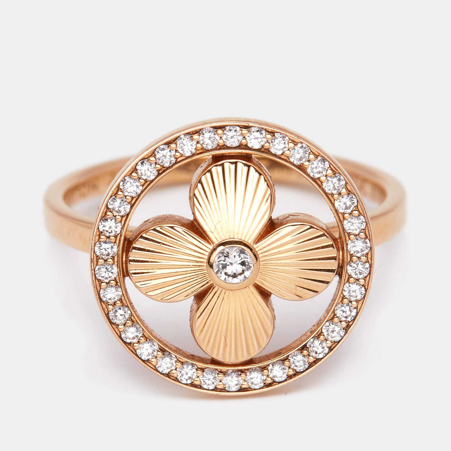 Original Louis Vuitton Blossom BB Diamond 18k Rose Gold Ring Size 50