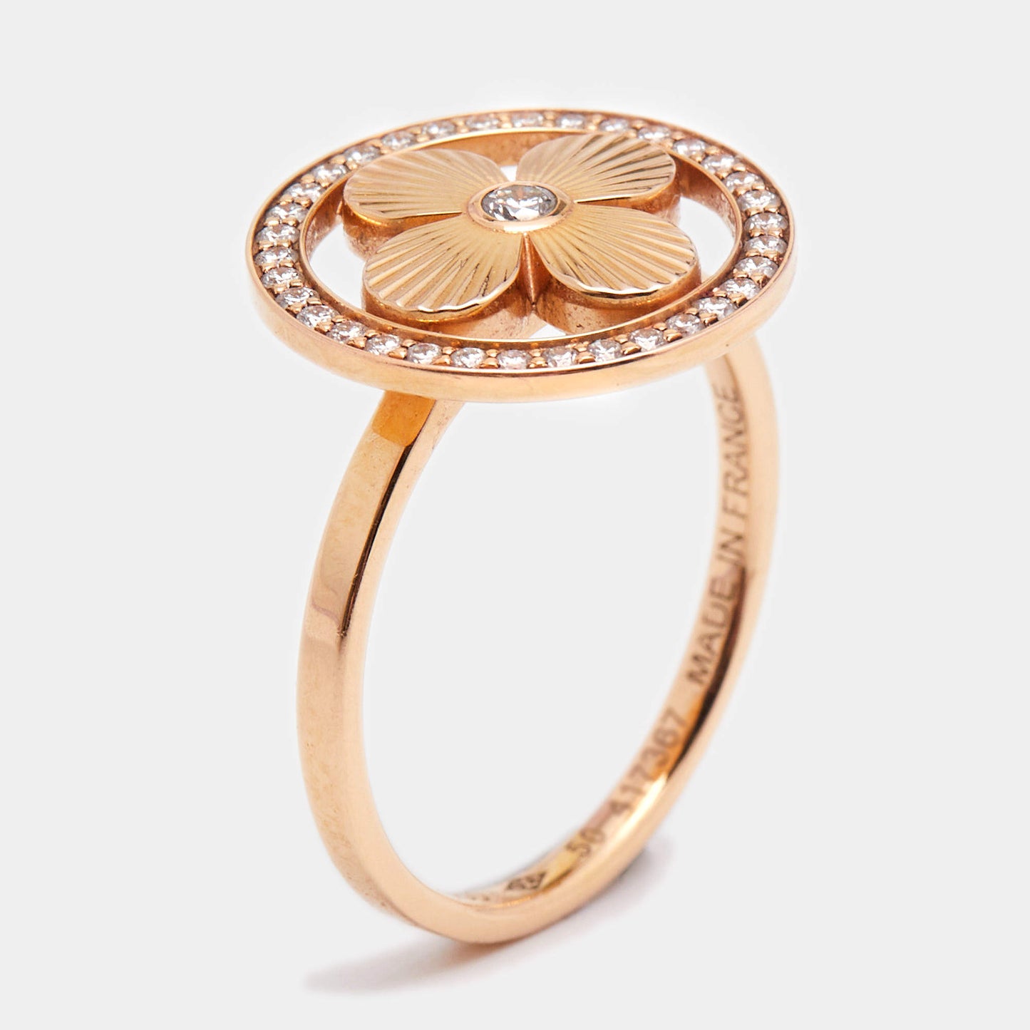 Original Louis Vuitton Blossom BB Diamond 18k Rose Gold Ring Size 50