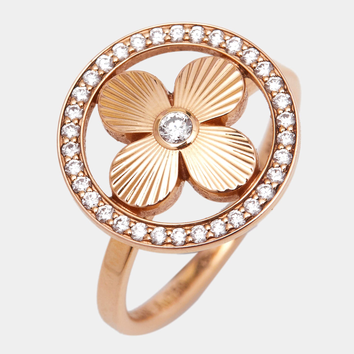 Original Louis Vuitton Blossom BB Diamond 18k Rose Gold Ring Size 50