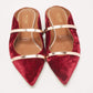 Original Malone Souliers Burgundy/Rose Gold Velvet Maureen Flat Mules Size 40