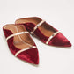 Original Malone Souliers Burgundy/Rose Gold Velvet Maureen Flat Mules Size 40