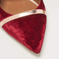 Original Malone Souliers Burgundy/Rose Gold Velvet Maureen Flat Mules Size 40