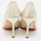 Original Manolo Blahnik White Satin Hangisi Crystal Embellished Pointed Toe Pumps Size 38.5