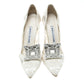 Original Manolo Blahnik Off White Lace and Satin Borlak Crystal Embellished Pumps Size 36.5