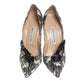 Original Manolo Blahnik White/Black Printed Satin Embellished Nadira Pumps Size 37.5