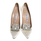 Original Manolo Blahnik White Satin Crystal Embellished Borlak Pumps Size 40