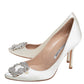 Original Manolo Blahnik White Satin Hangisi Crystal Embellished Pumps Size 38