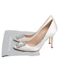 Original Manolo Blahnik White Satin Hangisi Crystal Embellished Pumps Size 38