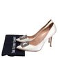 Original Manolo Blahnik White Satin Hangisi Crystal Embellished Pumps Size 42