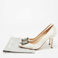 Original Manolo Blahnik Off White Satin Hangisi Pumps Size 38.5