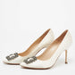 Original Manolo Blahnik Off White Satin Hangisi Pumps Size 38.5