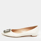 Original Manolo Blahnik Off White Satin Hangisi Ballet Flats Size 37.5