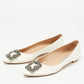 Original Manolo Blahnik Off White Satin Hangisi Ballet Flats Size 37.5